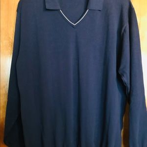 Navy Blue Large long sleeve Henley. Italian Made